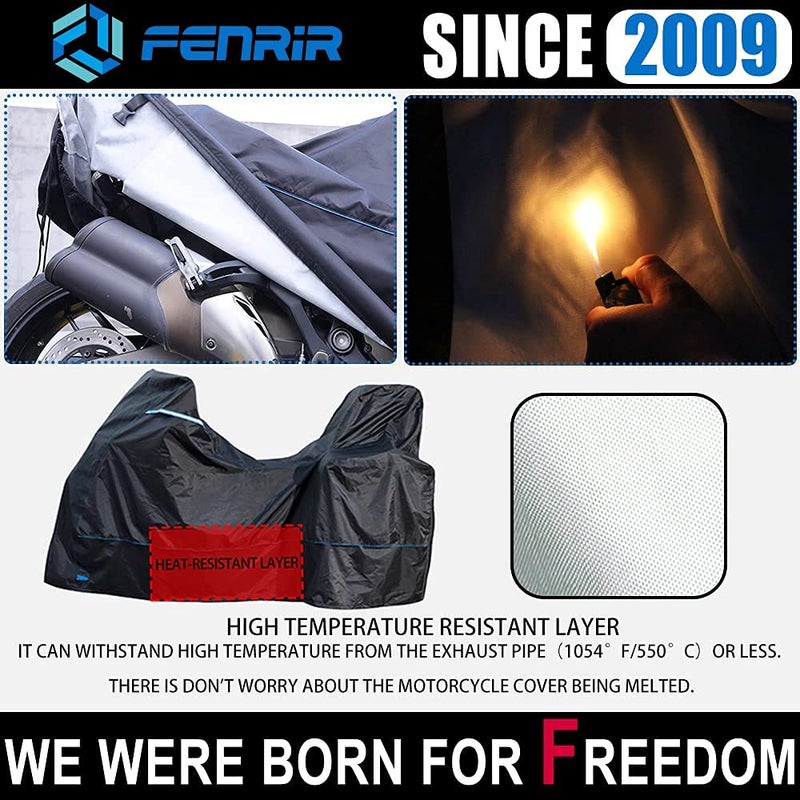FENRIR 420D 90""INCH Motorcycle Cover Waterproof Outdoor Storage for Adventure R1250GS R1300GS KLR650 Versys Africa twin Transalp750 NC750X CB500X NT1100 Super Tenere Tracer9 FJR1300 Multistrada Vstrom - Image 3